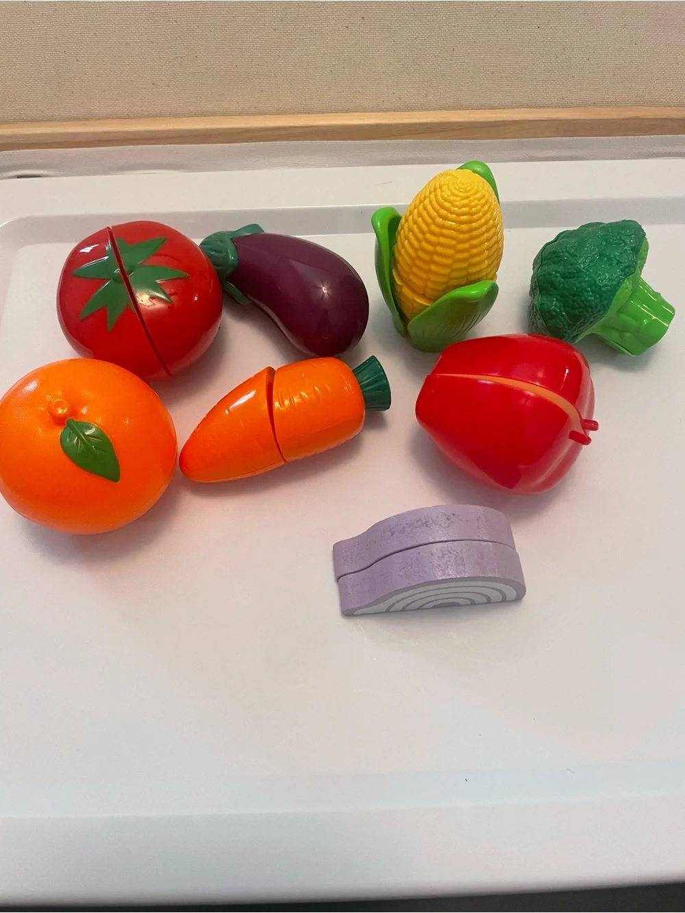 Pretend Play Colorful Cutting fake food Toy lot with wooden knife